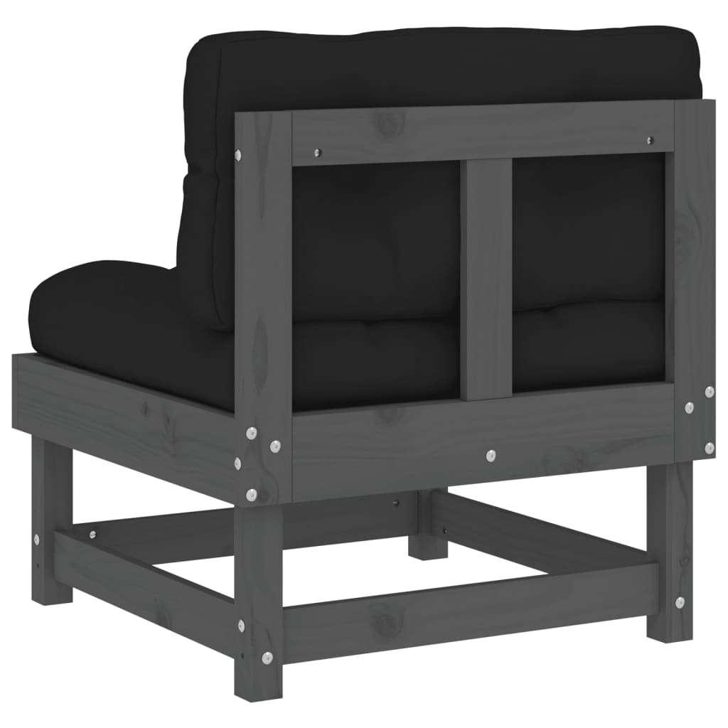 Middenbank Met Kussens Massief Grenenhout Grijs 1 Grijs grenenhout