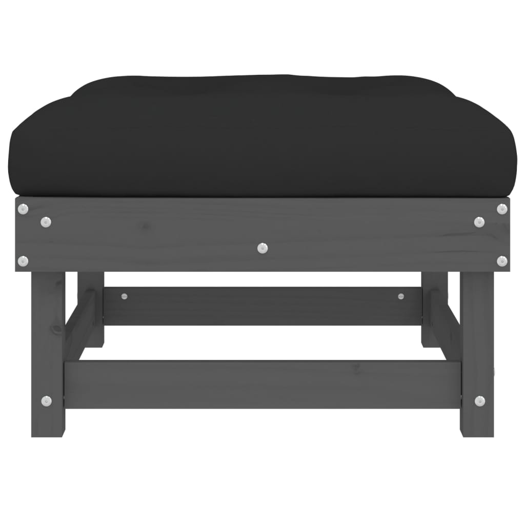Tuinvoetenbank Met Kussen Massief Grenenhout Grijs 1 Grijs grenenhout Voetensteun