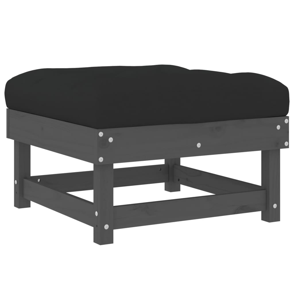 Tuinvoetenbank Met Kussen Massief Grenenhout Grijs 1 Grijs grenenhout Voetensteun