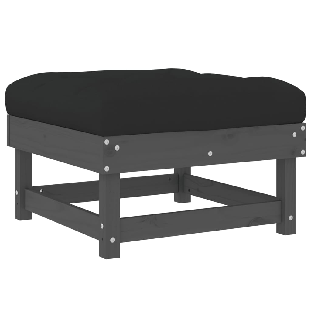 Tuinvoetenbanken Met Kussens 2 St Massief Grenenhout Grijs 1 Grijs grenenhout 2x voetensteun