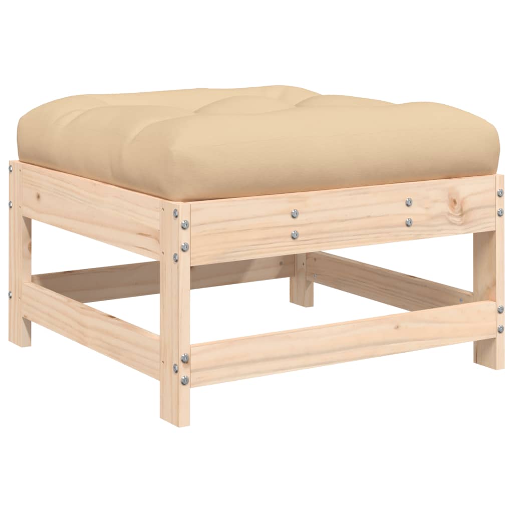 Tuinvoetenbank Met Kussen Massief Grenenhout 1 Natuurlijk grenenhout Voetensteun