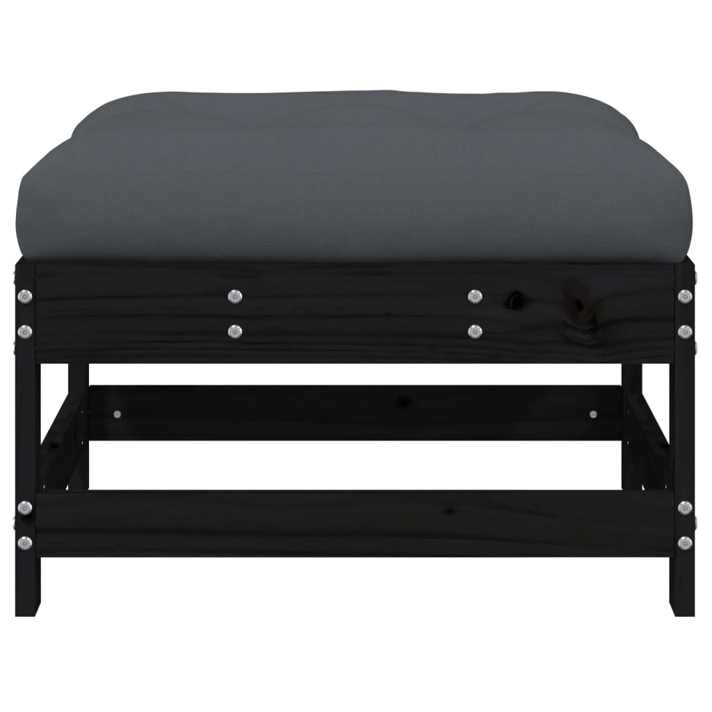 Tuinvoetenbank Met Kussen Massief Grenenhout Zwart 1 Zwart grenenhout Voetensteun