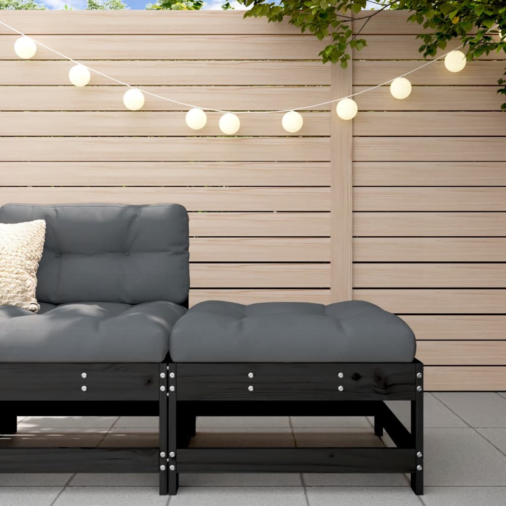 Tuinvoetenbank Met Kussen Massief Grenenhout Zwart 1 Zwart grenenhout Voetensteun