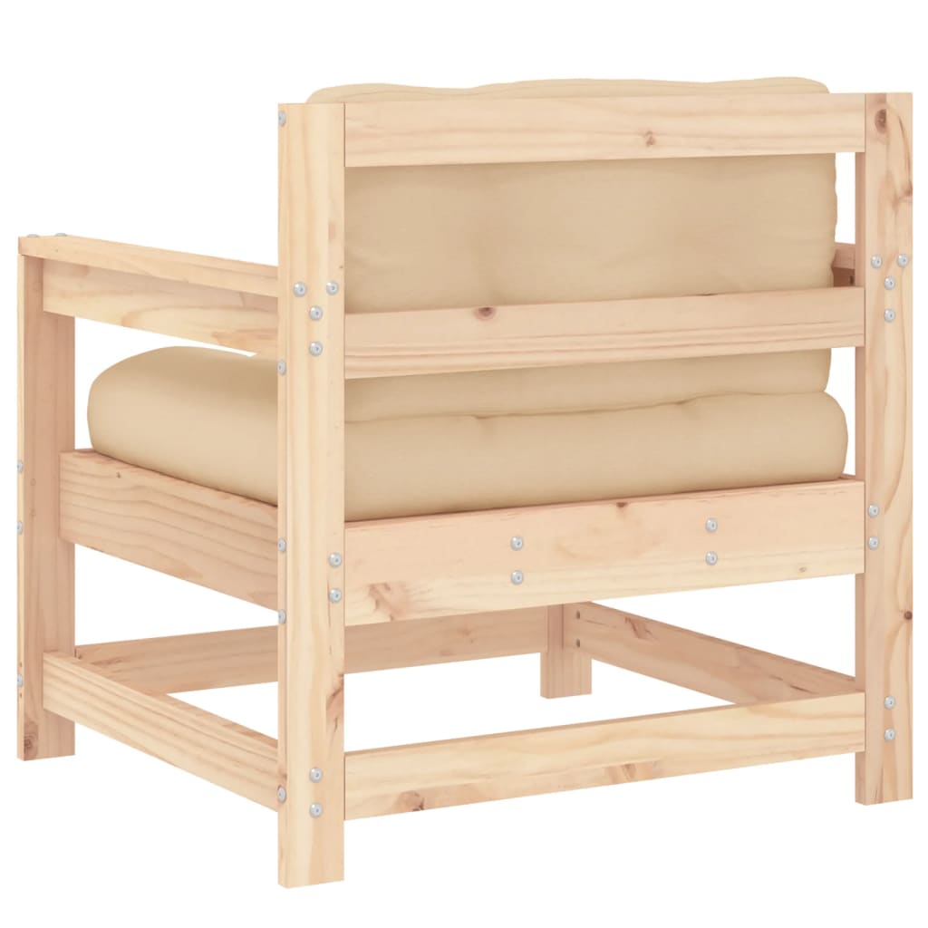 Tuinstoelen 2 St Met Kussens Massief Grenenhout 1 Natuurlijk grenenhout amchair