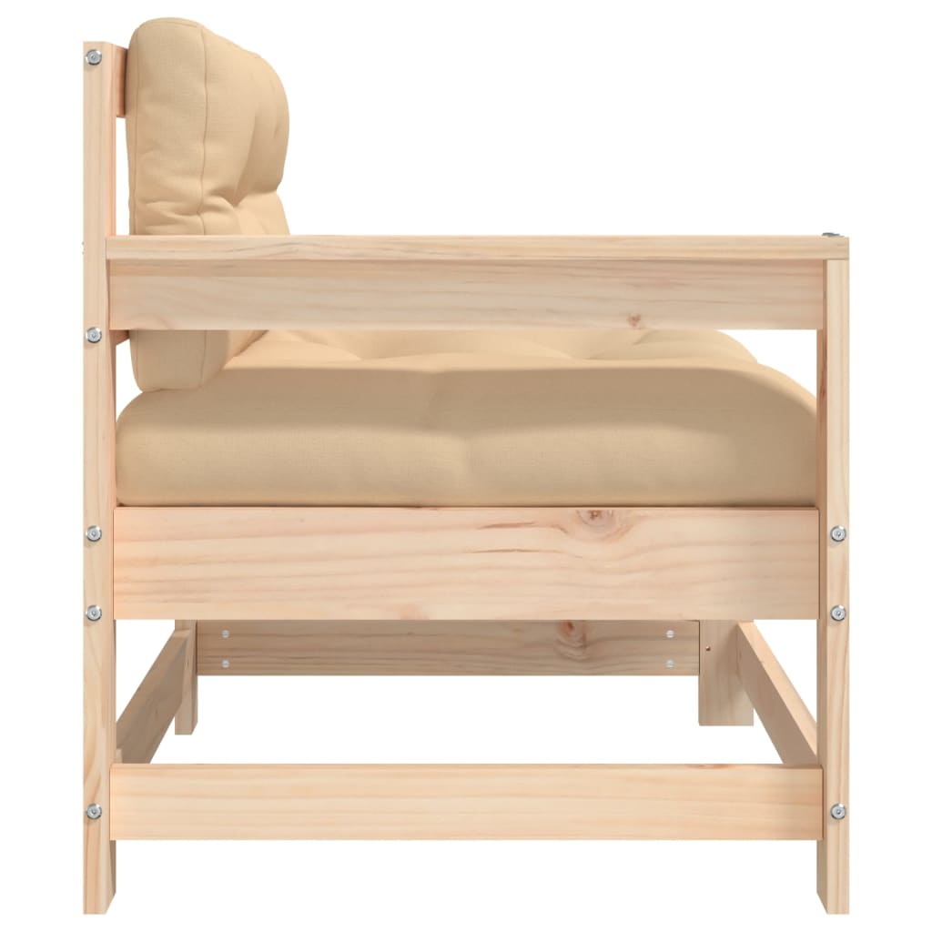 Tuinstoel Met Kussens Massief Grenenhout 1 Natuurlijk grenenhout