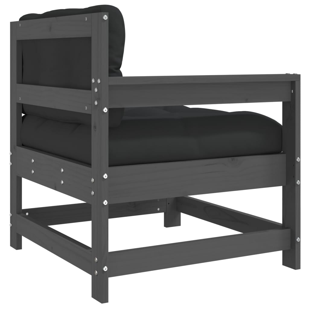 Tuinstoel Met Kussens Massief Grenenhout Grijs 1 Grijs grenenhout