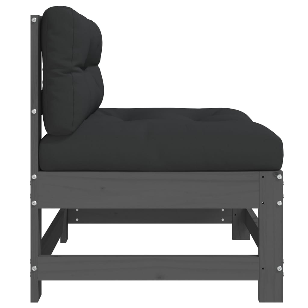 Middenbanken Met Kussens 2 St Massief Grenenhout Grijs 1 Grijs grenenhout 2x midden