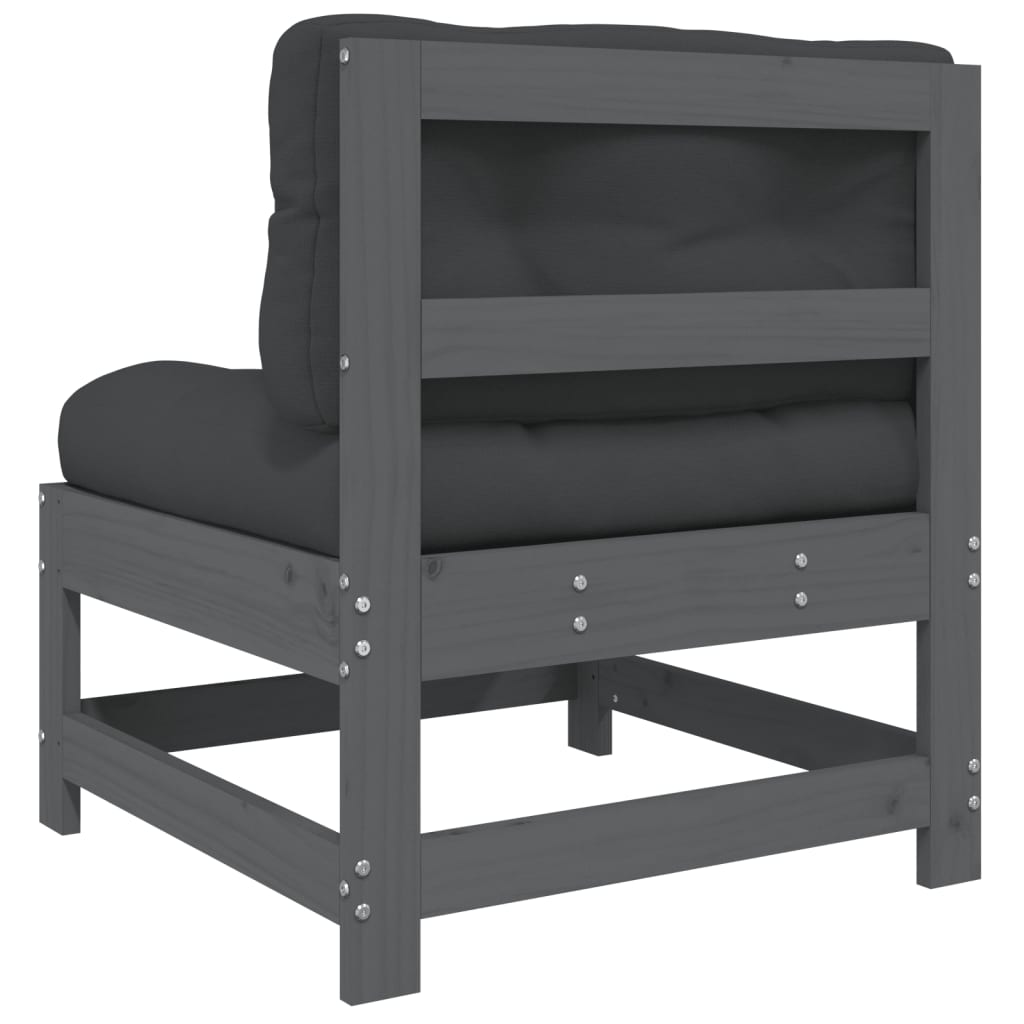 Middenbanken Met Kussens 2 St Massief Grenenhout Grijs 1 Grijs grenenhout 2x midden