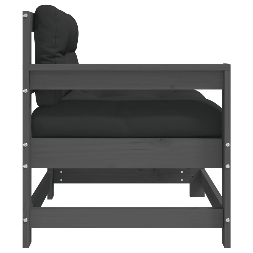 Tuinstoelen 2 St Met Kussens Massief Grenenhout Grijs 1 Grijs grenenhout Tweezitsbank