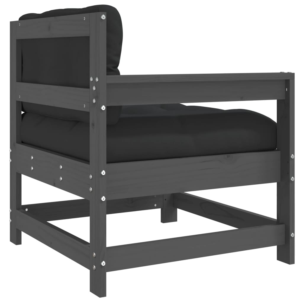 Tuinstoelen 2 St Met Kussens Massief Grenenhout Grijs 1 Grijs grenenhout Tweezitsbank