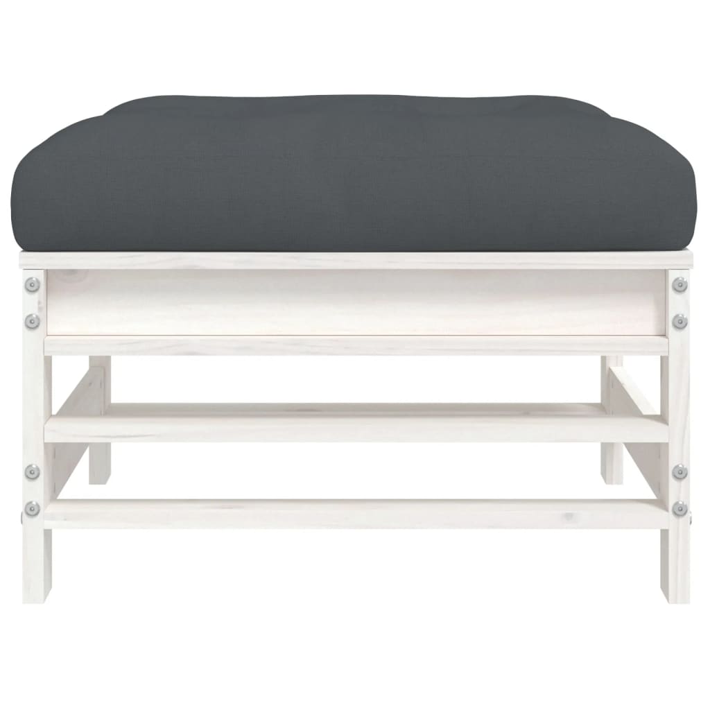 Tuinvoetenbank Met Kussen Massief Grenenhout Wit 1 Wit grenenhout Voetensteun