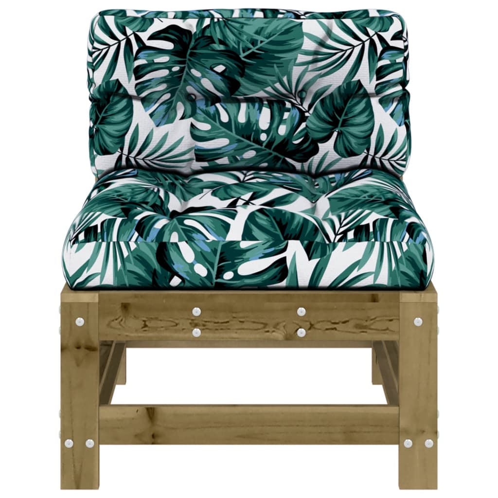 Middenbanken Met Kussens 2 St Geïmpregneerd Grenenhout 1 Bruin 2x midden