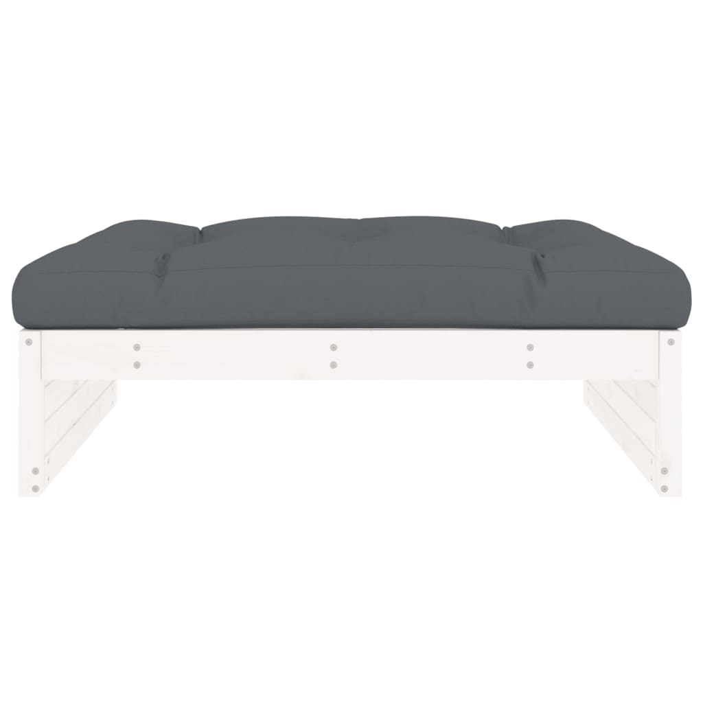 Tuinvoetenbank 120X80 Cm Massief Grenenhout Wit Wit grenenhout Voetensteun