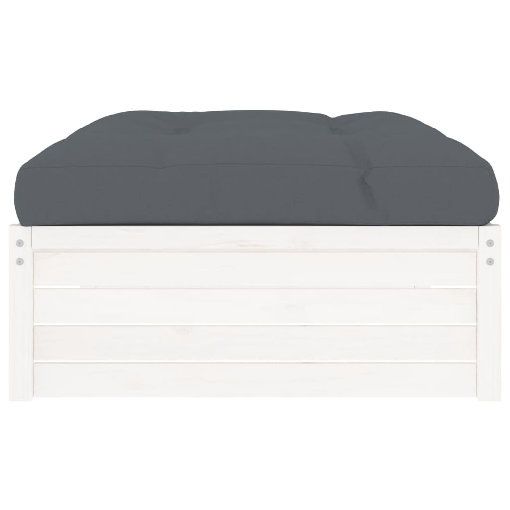 Tuinvoetenbank 120X80 Cm Massief Grenenhout Wit Wit grenenhout Voetensteun