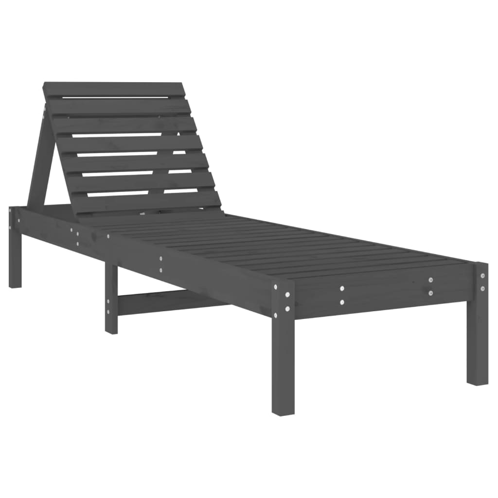 Ligbedden 2 st 199,5x60x74 cm massief grenenhout grijs