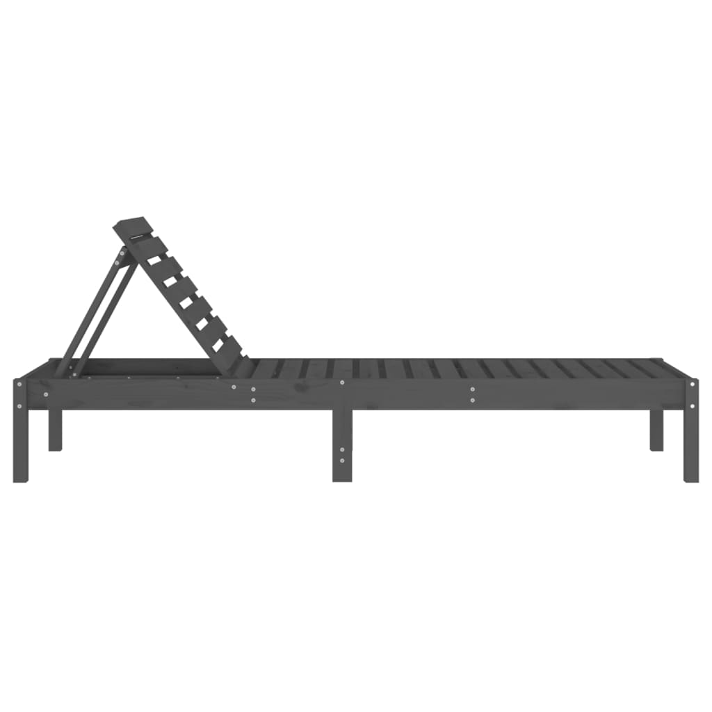 Ligbedden 2 st 199,5x60x74 cm massief grenenhout grijs