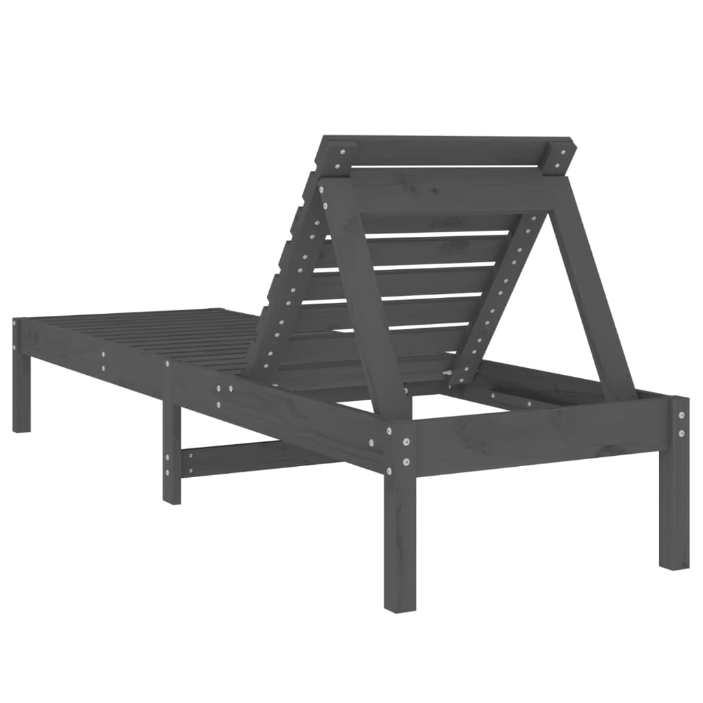 Ligbedden 2 st 199,5x60x74 cm massief grenenhout grijs