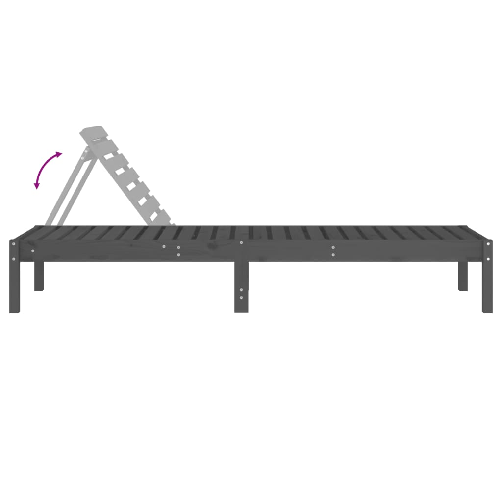 Ligbedden 2 st 199,5x60x74 cm massief grenenhout grijs