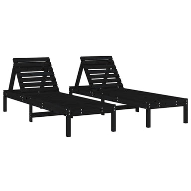 Ligbedden 2 st 199,5x60x74 cm massief grenenhout zwart