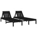 Ligbedden 2 st 199,5x60x74 cm massief grenenhout zwart