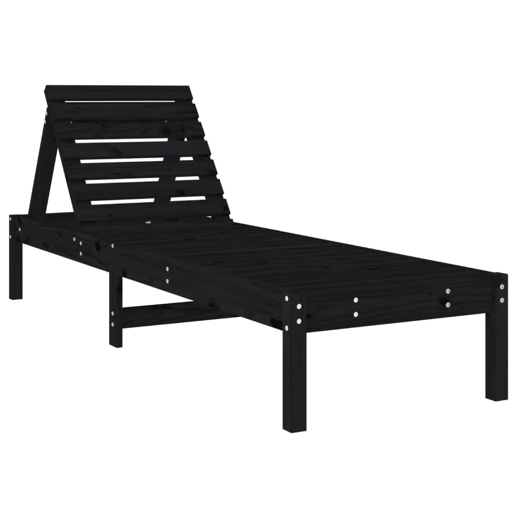 Ligbedden 2 st 199,5x60x74 cm massief grenenhout zwart