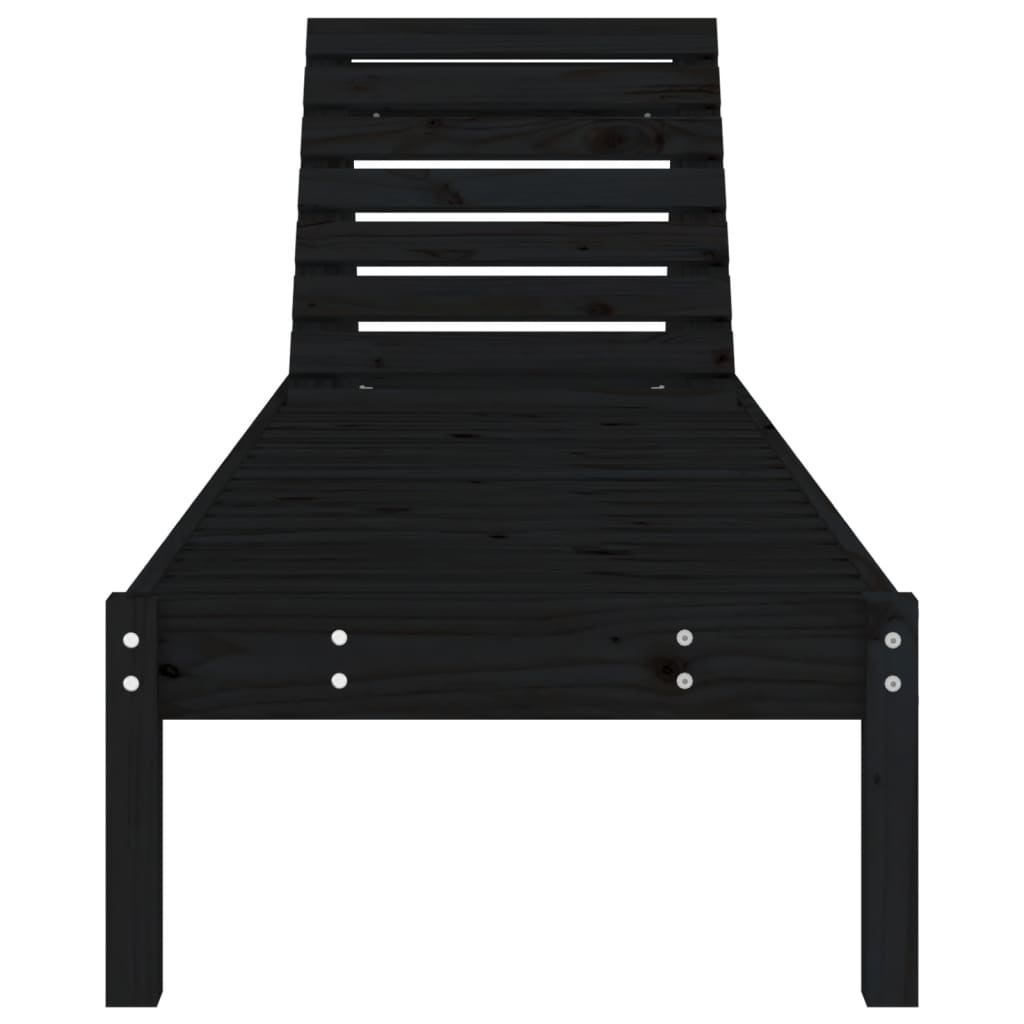 Ligbedden 2 st 199,5x60x74 cm massief grenenhout zwart