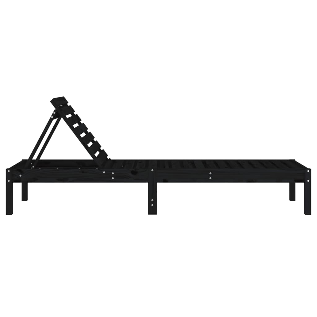 Ligbedden 2 st 199,5x60x74 cm massief grenenhout zwart
