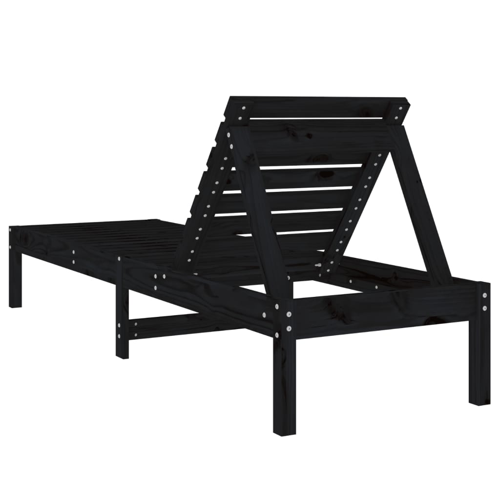 Ligbedden 2 st 199,5x60x74 cm massief grenenhout zwart