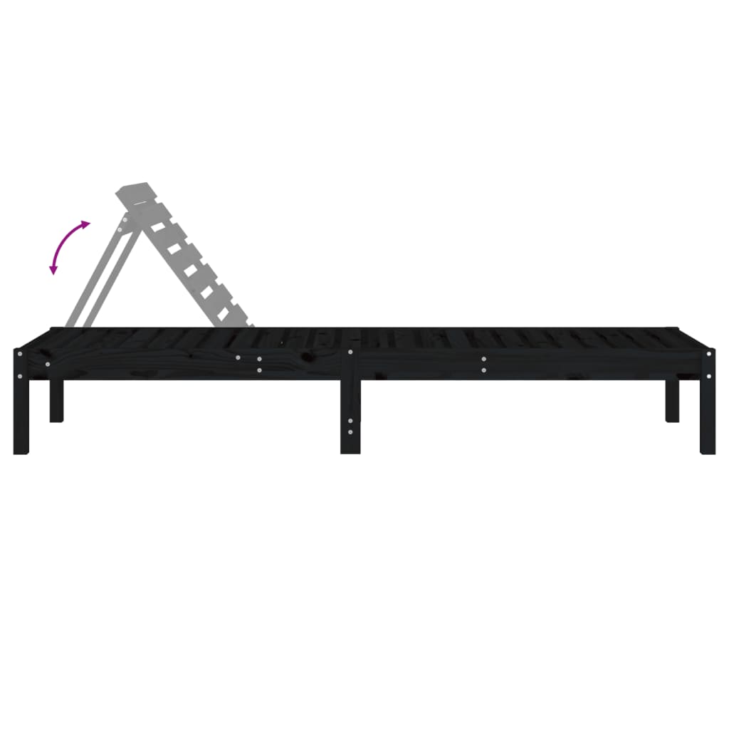 Ligbedden 2 st 199,5x60x74 cm massief grenenhout zwart