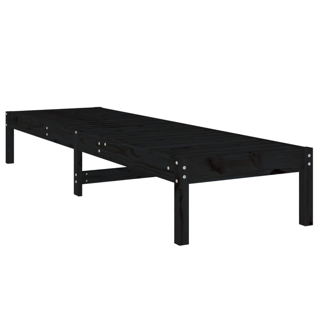 Ligbedden 2 st 199,5x60x74 cm massief grenenhout zwart