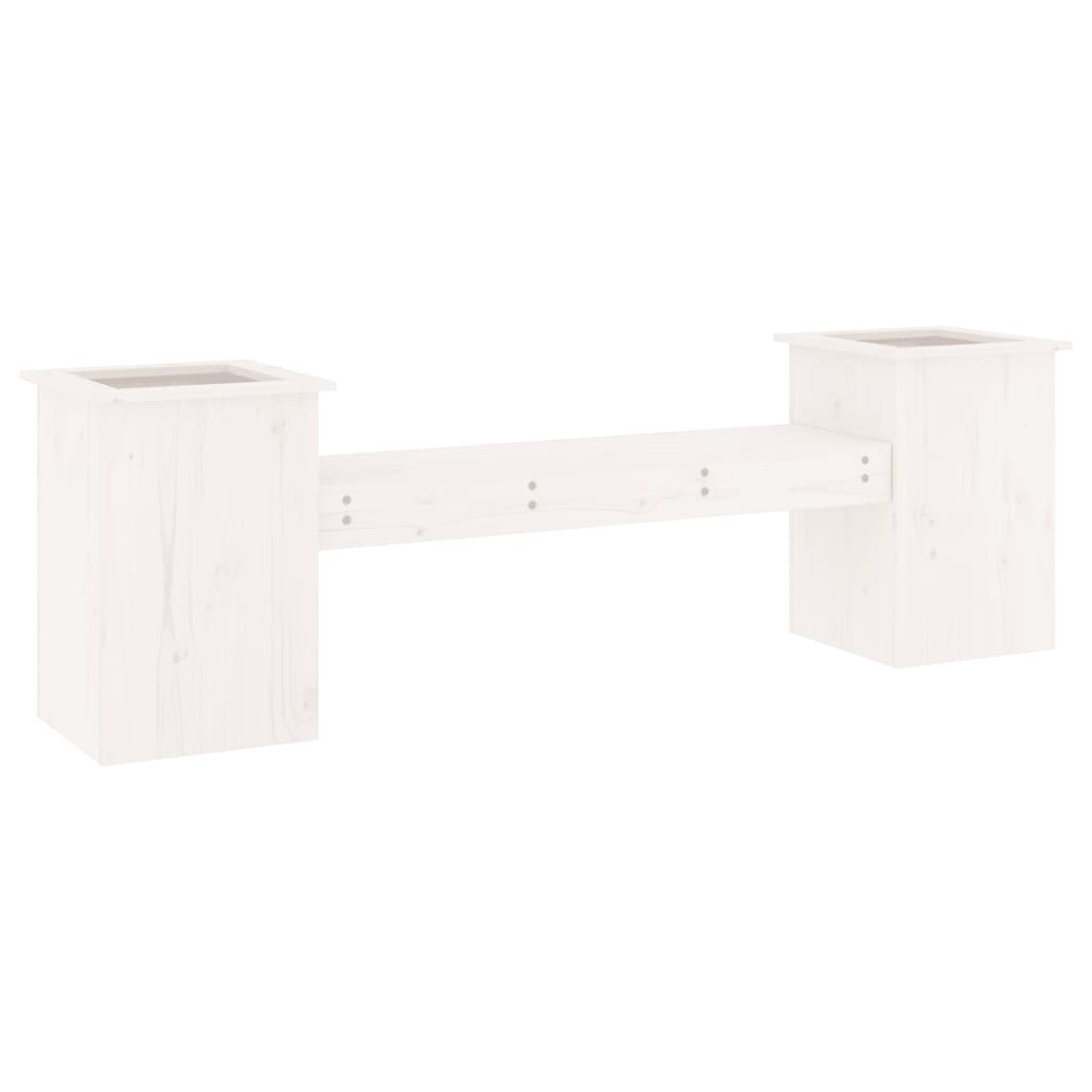 Bankje met plantenbakken 184,5x39,5x56,5 cm grenenhout wit