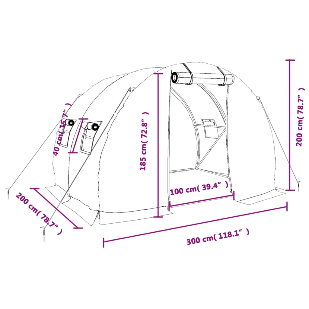 Tuinkas met stalen frame 6 m² 3x2x2 m