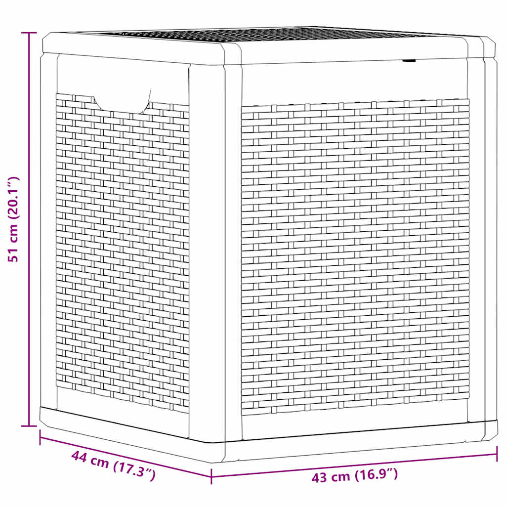 Tuinbox 90 L PP rattan grijs