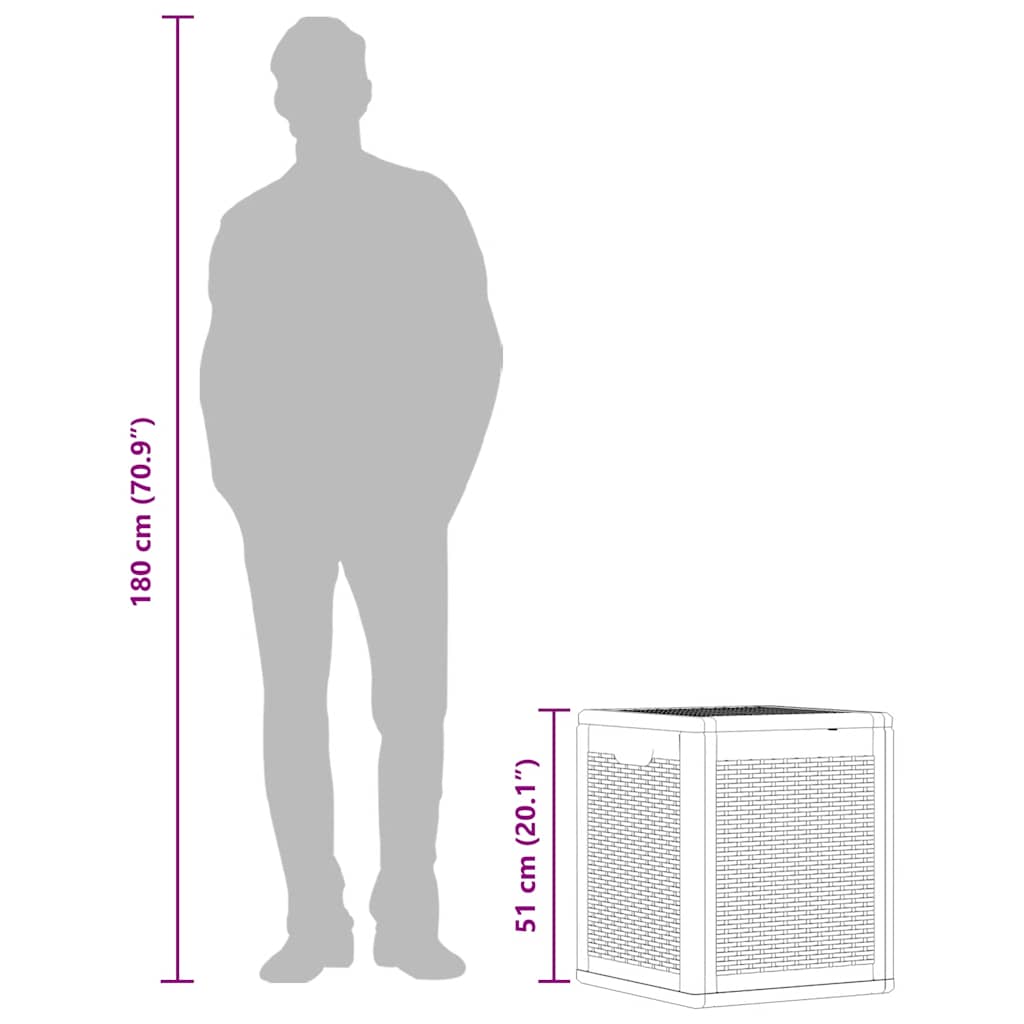Tuinbox 90 L PP rattan grijs