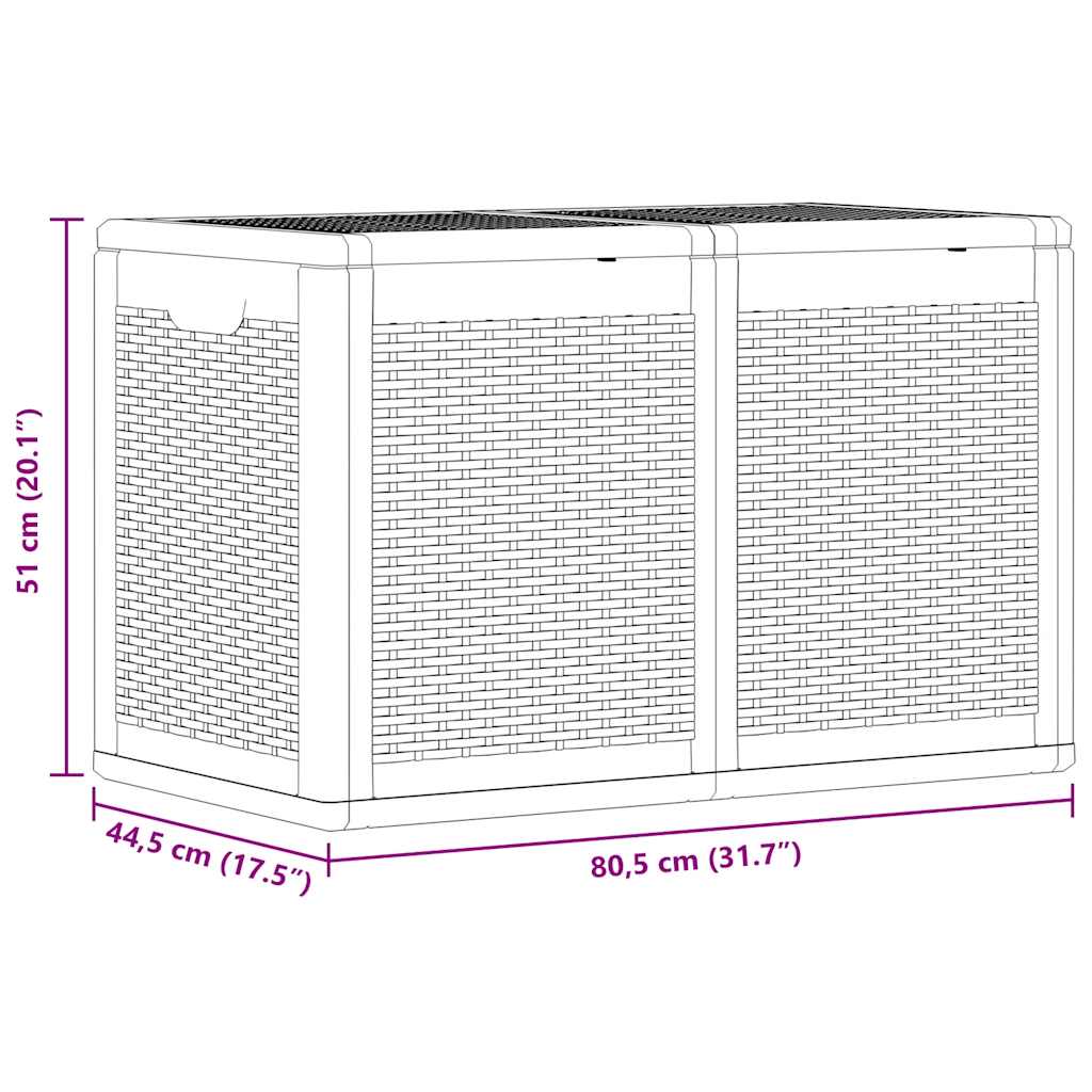 Tuinbox 180 L PP rattan grijs