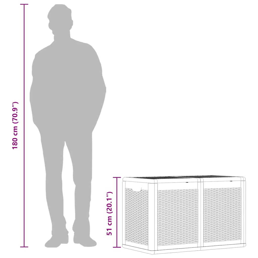 Tuinbox 180 L PP rattan grijs