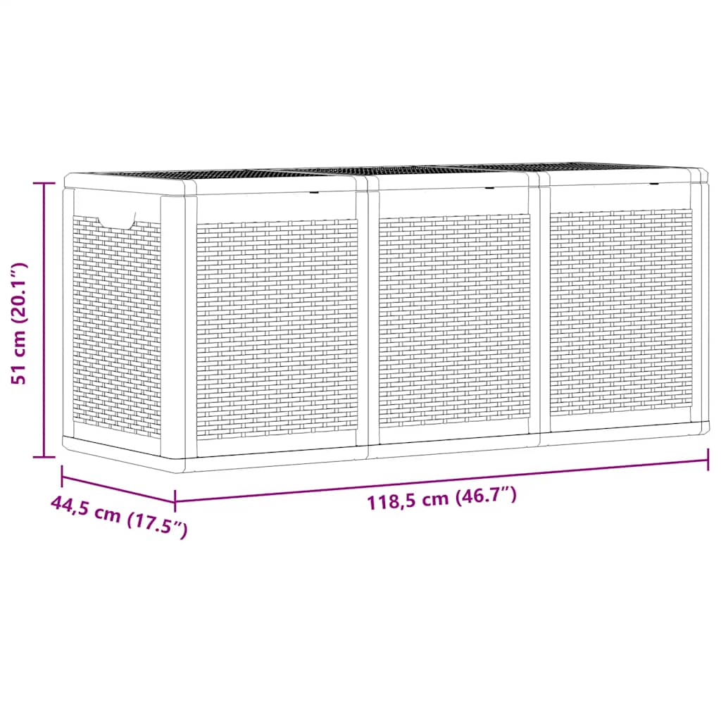 Tuinbox 270 L PP rattan grijs