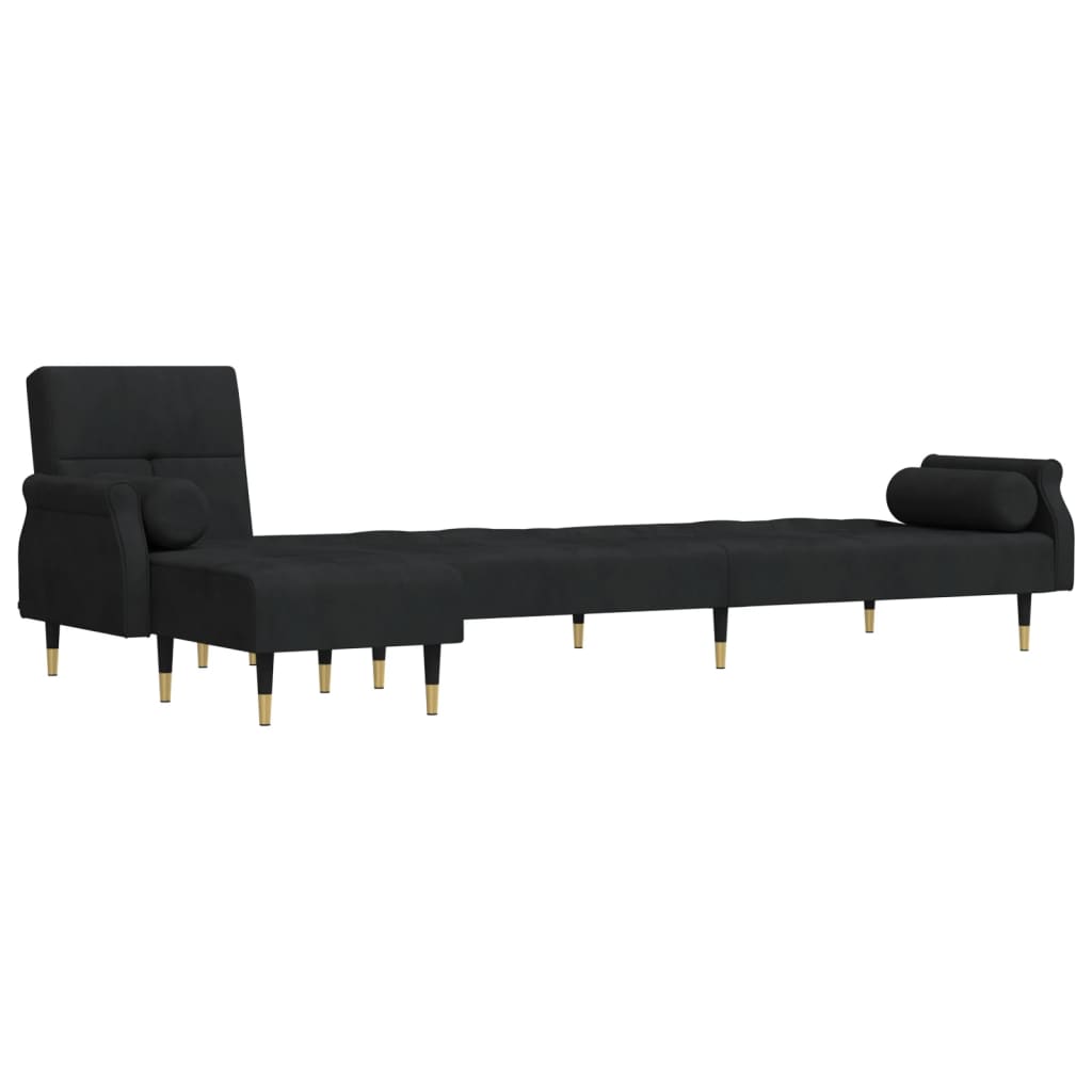 Slaapbank L-vormig 271x140x70 cm fluweel zwart