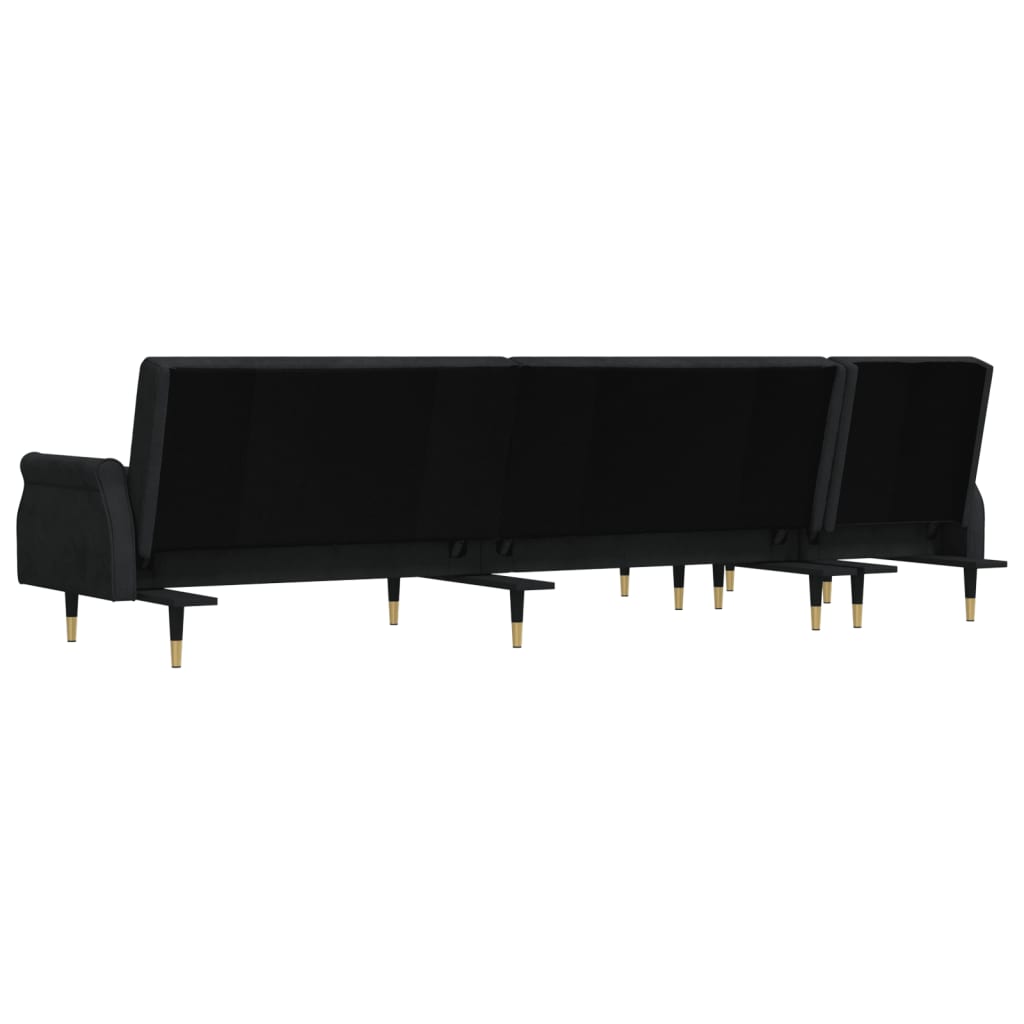 Slaapbank L-vormig 271x140x70 cm fluweel zwart