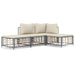 4-delige Loungeset met kussens poly rattan antracietkleurig