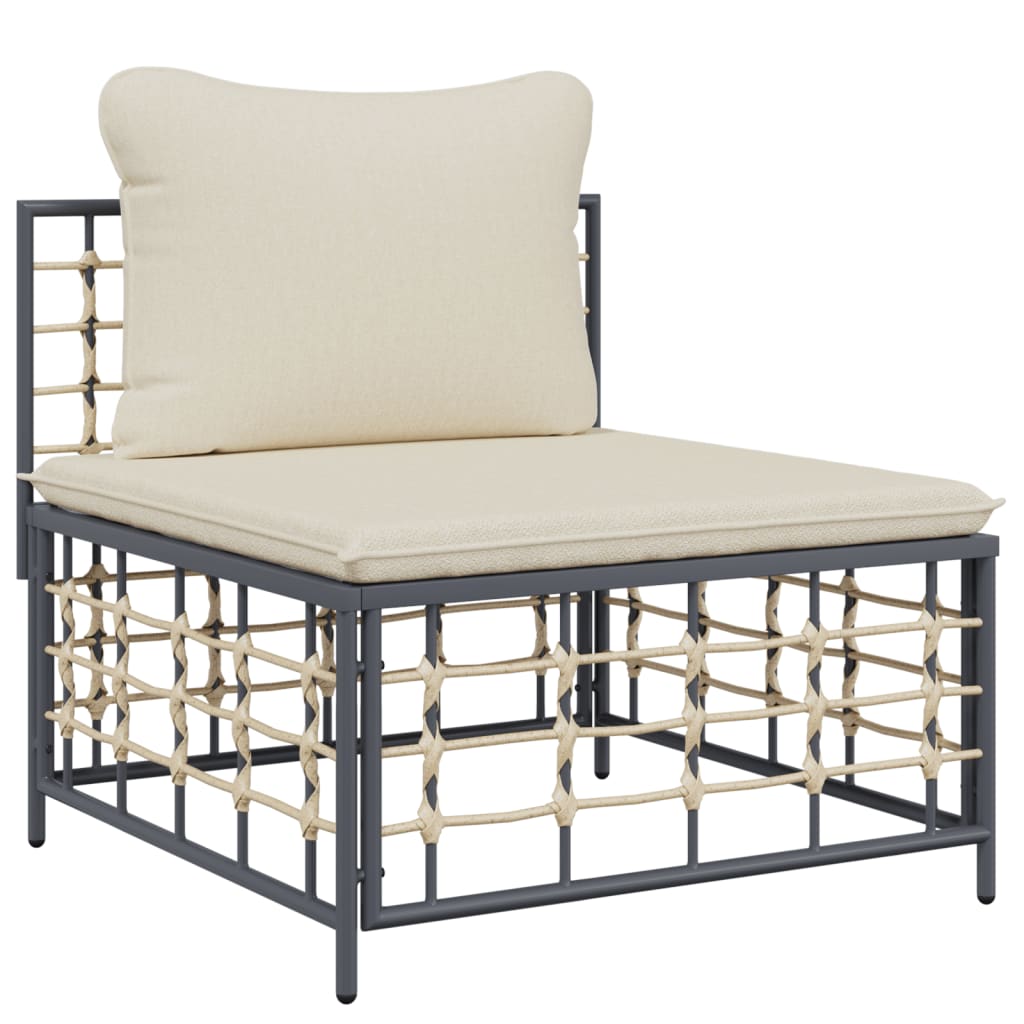 4-delige Loungeset met kussens poly rattan antracietkleurig