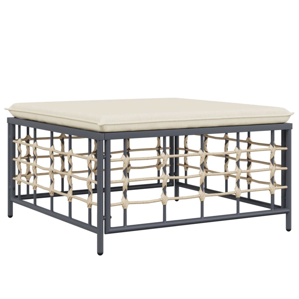 4-delige Loungeset met kussens poly rattan antracietkleurig