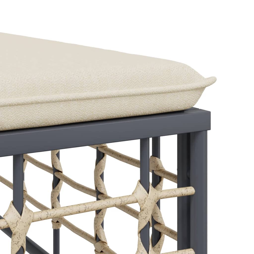 4-delige Loungeset met kussens poly rattan antracietkleurig