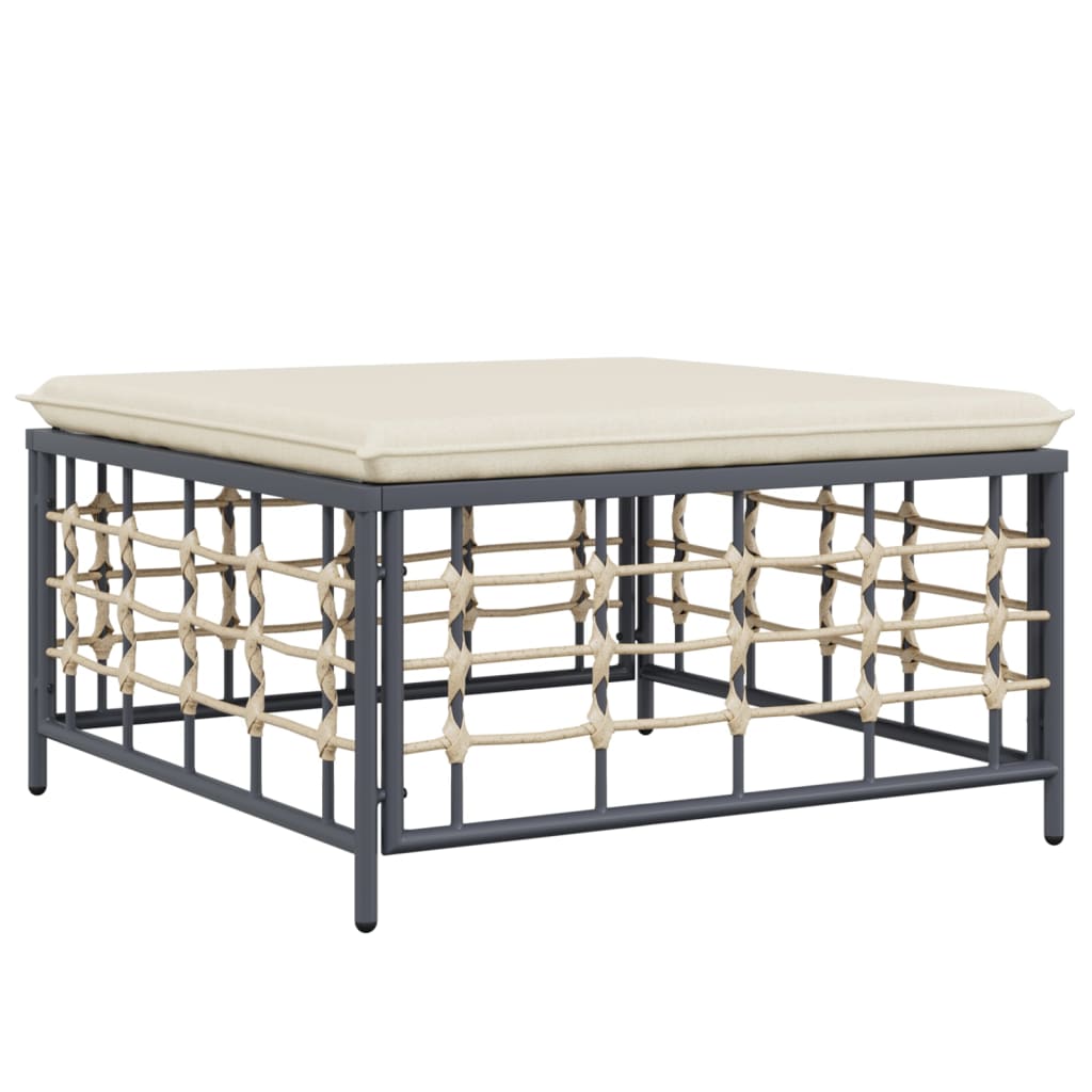 5-delige Loungeset met kussens poly rattan antracietkleurig