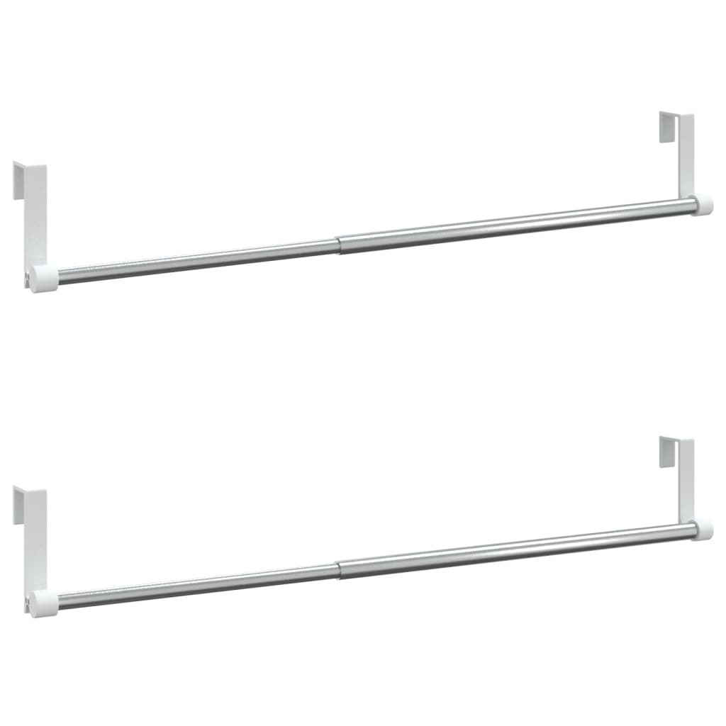 Gordijnrails 2 st 40-60 cm aluminium wit en zilverkleurig