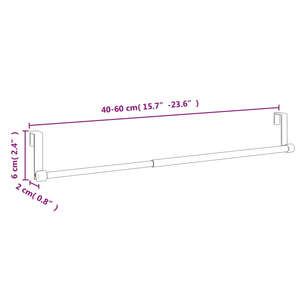 Gordijnrails 2 st 40-60 cm aluminium wit en zilverkleurig