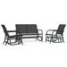 3-delige Loungeset schommel aluminium textileen zwart