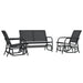 3-delige Loungeset schommel aluminium textileen zwart