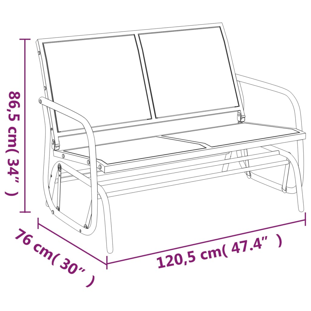 3-delige Loungeset schommel aluminium textileen zwart