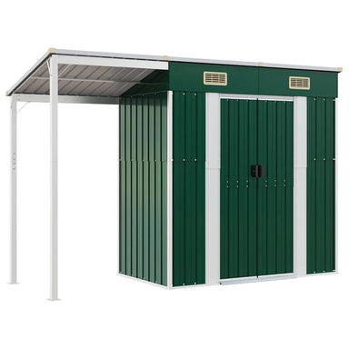Tuinschuur met verlengd dak 277x107x181 cm staal groen